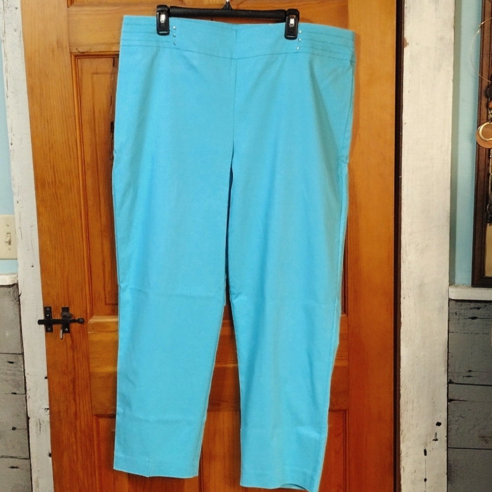 Turquoise Slim Leg Capri Pants in XXL Petite